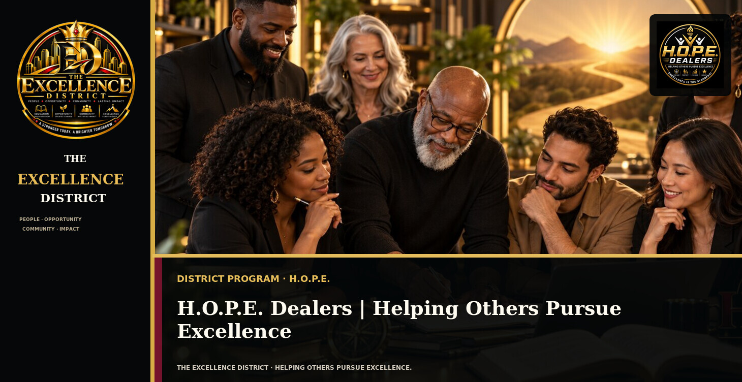 🌟 H.O.P.E. Dealers | Helping Others Pursue Excellence classroom cover
